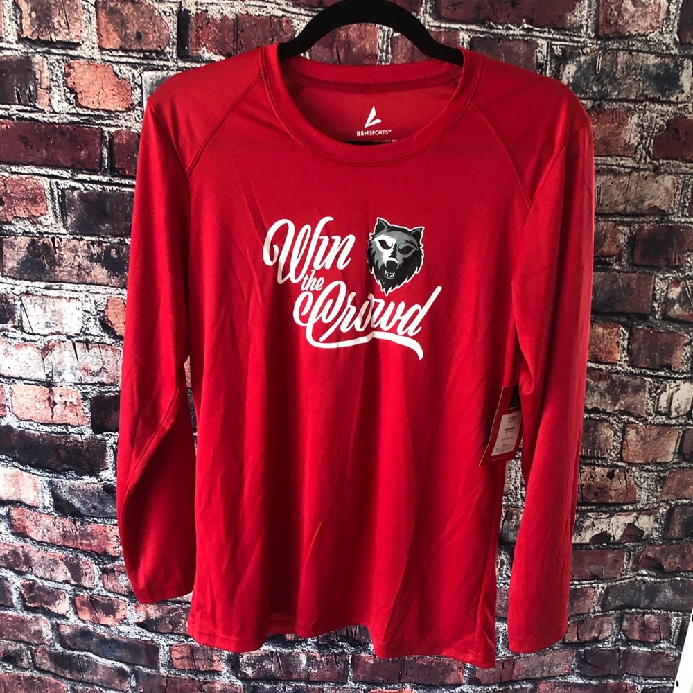 NWT Ridgemont Wolves BSN Sport Womens M Phenom LS T-Shirt Red Win the Crowd